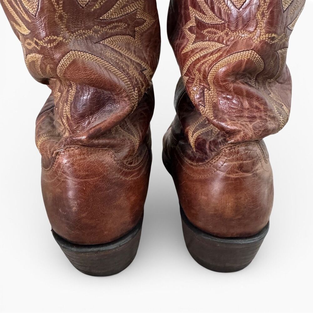Lucchese 1883 Mad Dog Goat Leather Cowboy Boots Brown Snip Toe Mens 9 2E USA - Picture 10 of 15